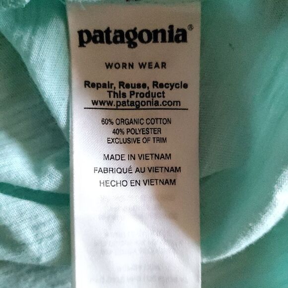 PATAGONIA Women's Top Front Pocket 3/4 Sleeve In Aqua Size Small - Picture 7 of 13